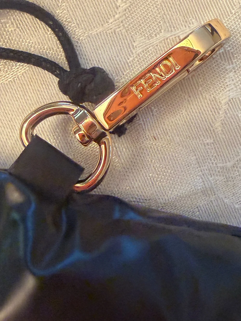 Fendi Black Sunglass Pouch with Gold Hardware and Logo Clip